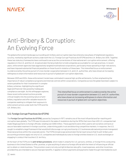 Anti-Bribery & Corruption: An Evolving Force