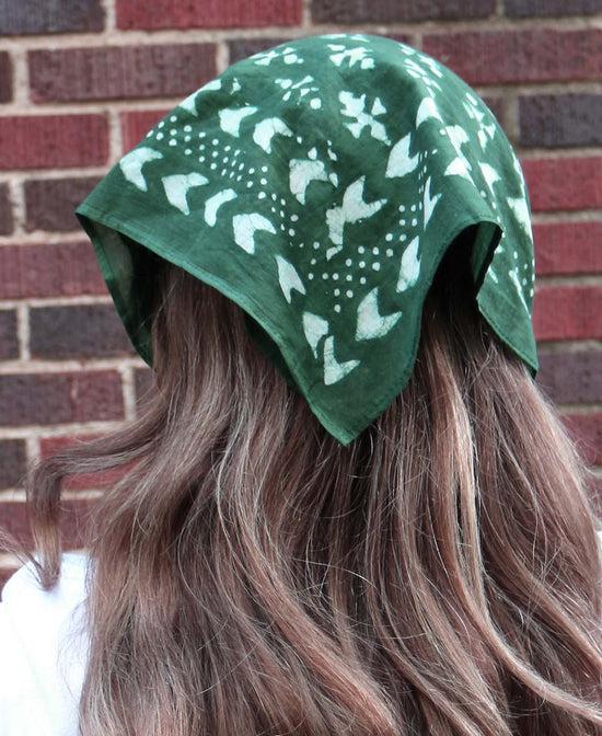 Sage & Spirit Block Print Bandana - Sage Green Bandana | Hippie Bandanas | Soul Flower