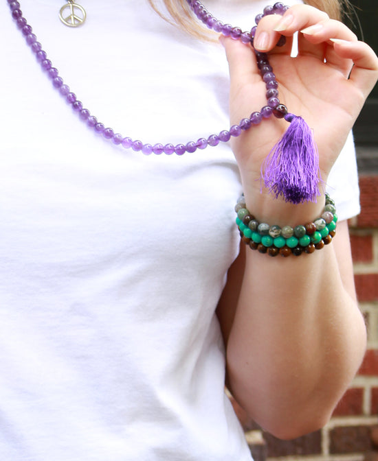 108 Mala Necklace |  Amethyst Mala Beads | Soul Flower