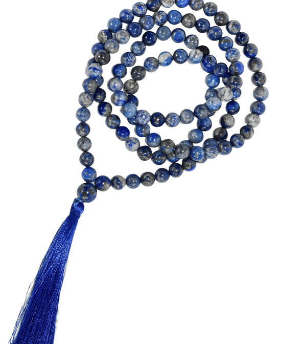 Lupis Lazuli Mala Bead Necklace - 108 Mala Necklace | Lapis Prayer Beads | Soul Flower