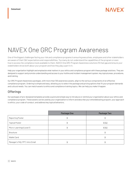 GRC Program Awareness Datasheet