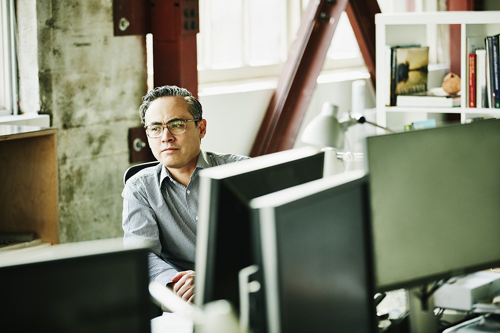 Man in a room with computers