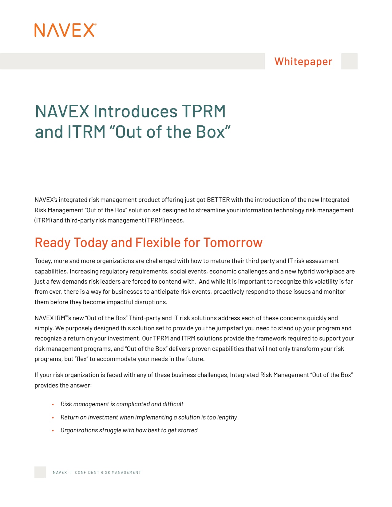 NAVEX Introduces TPRM and ITRM "Out of the Box"