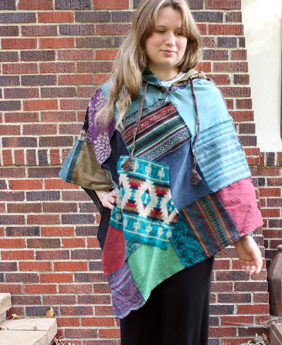 Kindred Patchwork Poncho - Lightweight Poncho | Hippie Poncho | Soul Flower