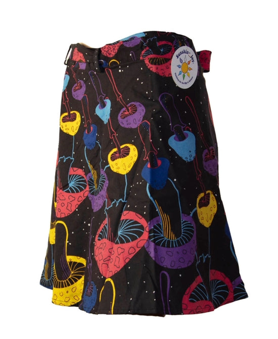 Magic Mushroom Wrap Mini Skirt - Magic Mushroom Skirt | Festival Wrap Skirt | Soul Flower