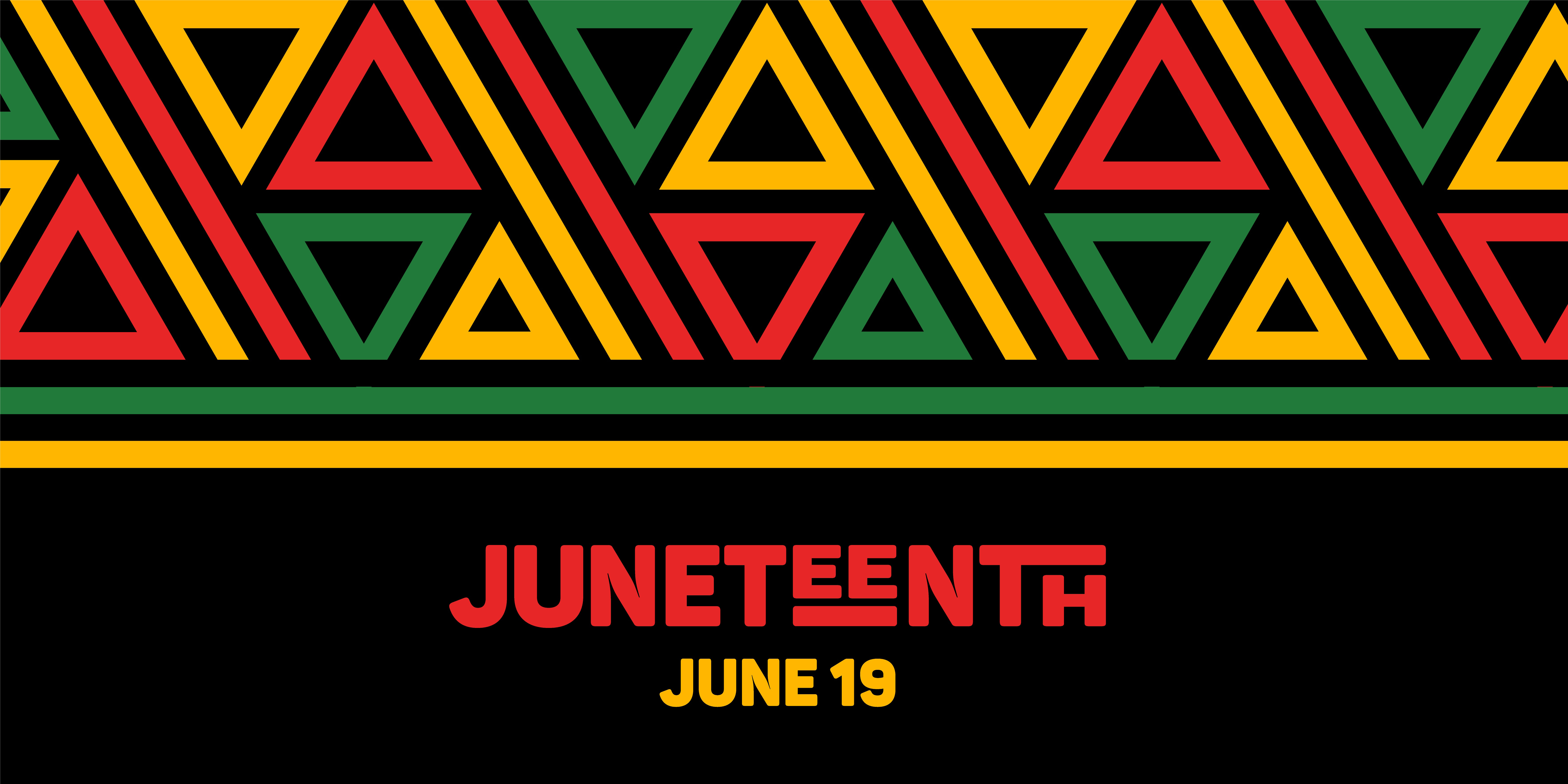 Juneteenth red yellow green geometric banner