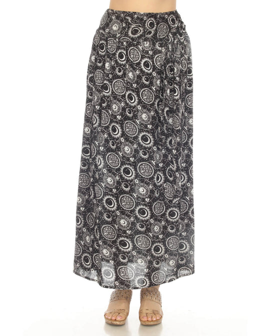 Cosmic Destiny Skirt in Black - Black and White Maxi | Zodiac Hippie Skirts | Soul Flower