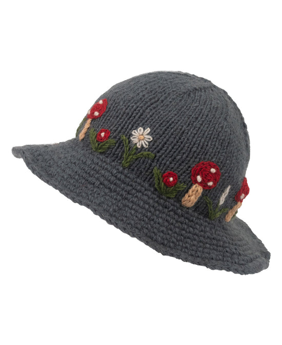 Mushroom Topper Knit Hat - Boho Mushroom Hat | Hand Knit Wool Bucket Hat | Soul Flower