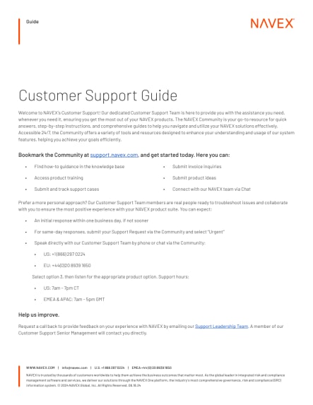 Image for NAVEX Customer Support Guide 2024