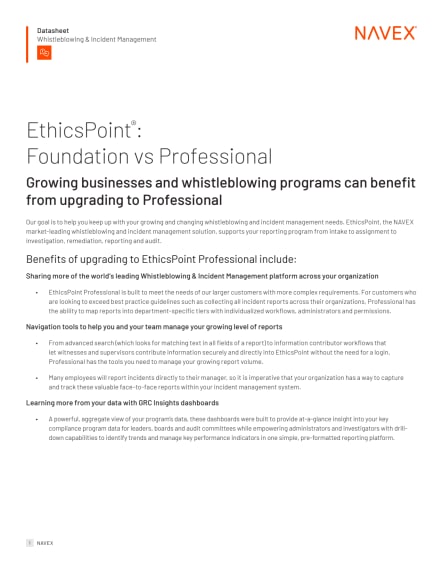 Image for EthicsPoint: Foundation vs Professional