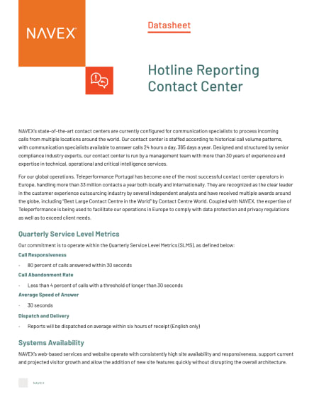 Hotline Reporting Contact Center Datasheet 