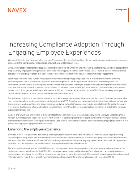 Increasing Compliance Adoption Through Engaging Employee Experiences 
