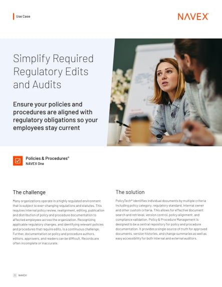 PolicyTech Use Case - Simplify Regulatory Audits