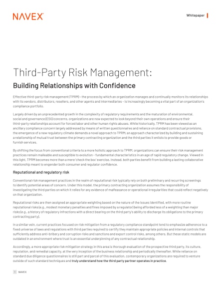 Third-Party Risk Management: Building Relationships with Confidence