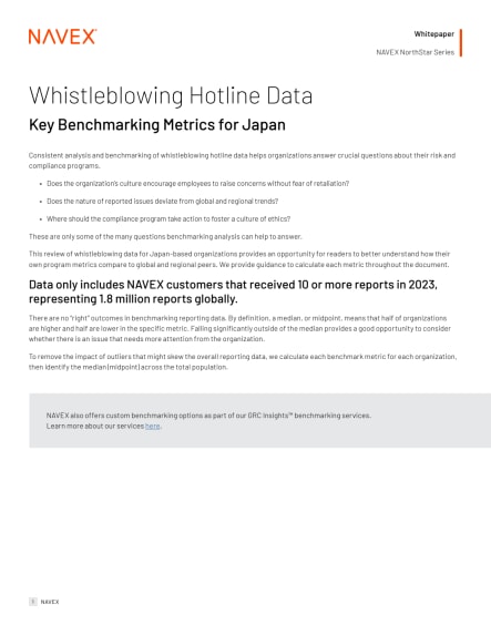 Whistleblowing Hotline Data – Key Benchmarking Metrics for Japan