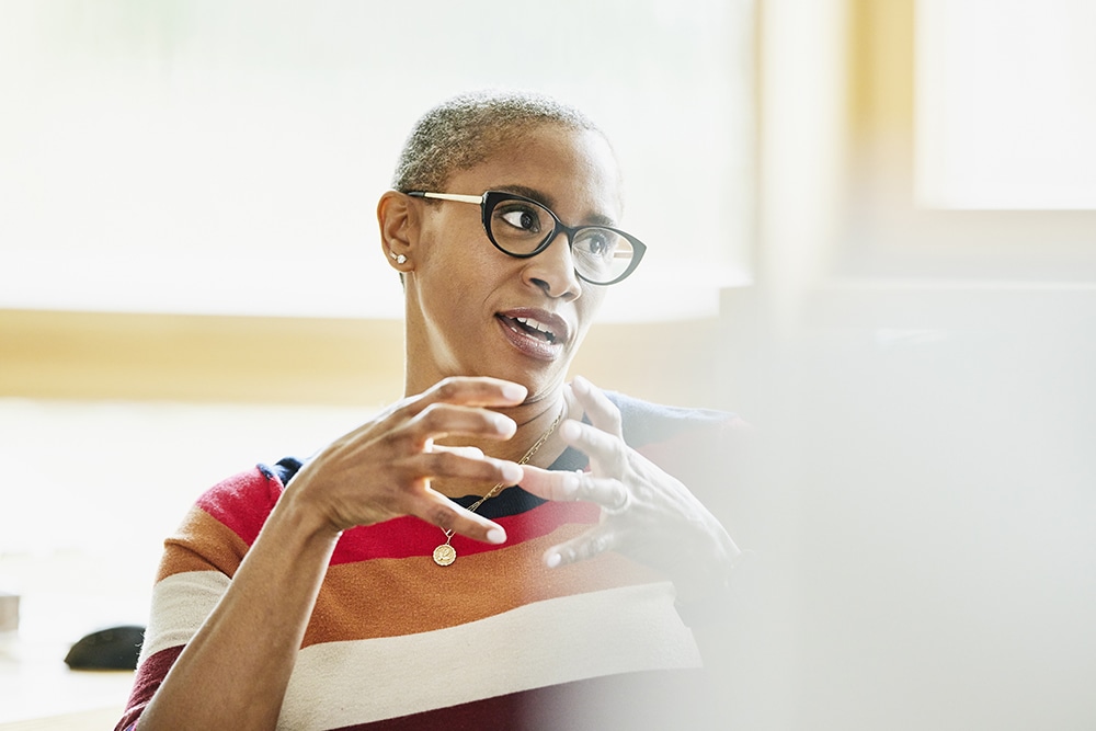Black woman with glasses