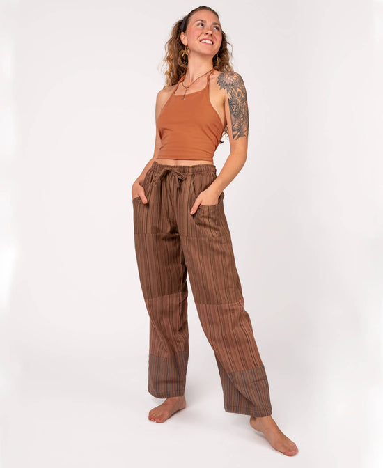 Patchwork Pants - Brown - Brown Patchwork Pants | Mens Hippie Pants | Soul Flower Women