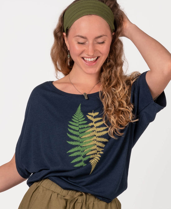 Ferns Bamboo Dolman Top - Fern Bamboo Top | Off the Shoulder Top | Soul Flower Women