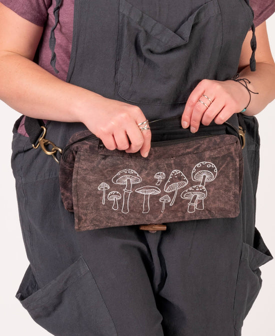 Mushrooms Hip Sling Bag - Brown - Mushrooms Sling Bag | Mushrooms Hip Sack | Soul Flower
