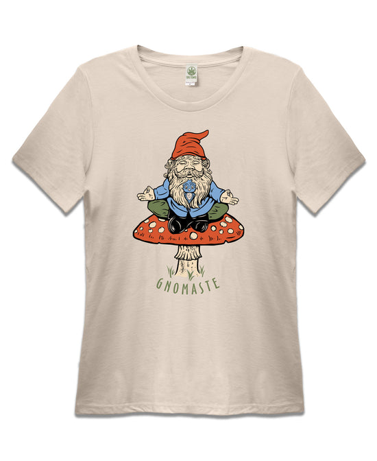 Closeout! Gnomaste Women's T-Shirt - Gnomaste Gnome T-Shirt | Yoga Tees | Soul Flower