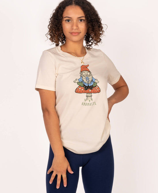Closeout! Gnomaste Women's T-Shirt - Gnomaste Gnome T-Shirt | Yoga Tees | Soul Flower Women