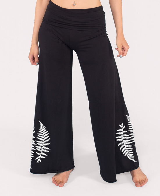 Ferns Flowy Pants in Black - Black Flowy Pants | Palazzo Pants | Soul Flower