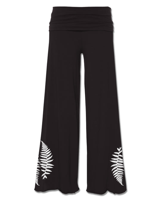 Ferns Flowy Pants in Black - Black Flowy Pants | Palazzo Pants | Soul Flower