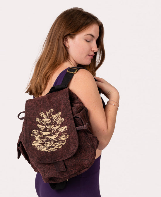 Pinecone Slouchy Backpack - Pine Cone Print Backpack | Soul Flower