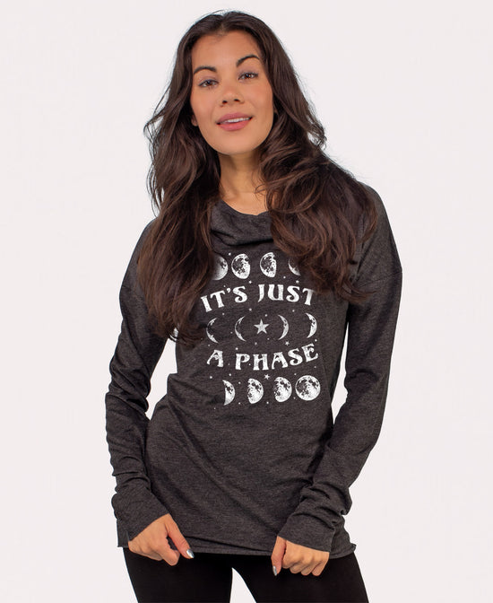 It's Just A Phase Cowl Yoga Hoody - Moon Hoody | Lightweight Hoodies | Soul Flower Women
