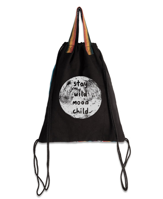 Stay Wild Moon Child Cinch String Backpack - Moon Boho Backpack | Hippie Bags | Soul Flower