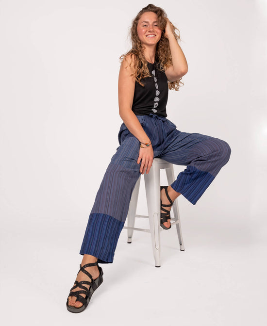 Patchwork Pants - Blue - Blue Patchwork Pants | Patchwork Clothing | Soul Flower Women