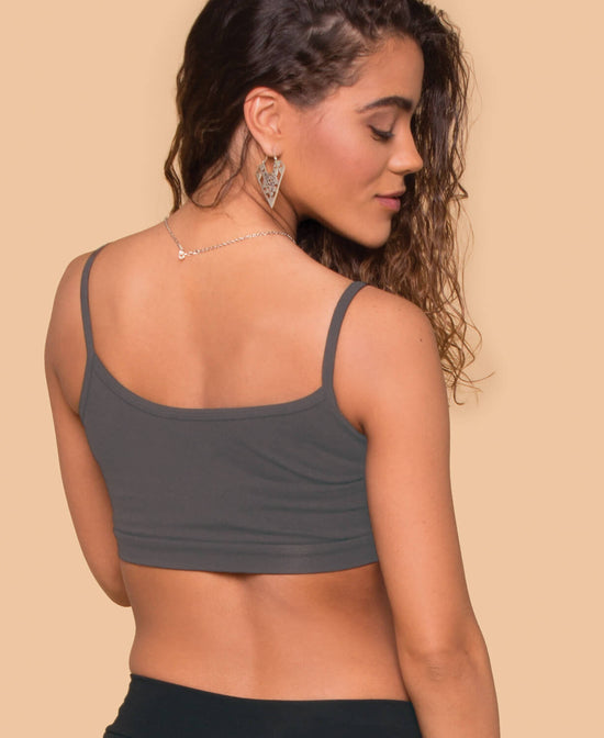 Closeout! Organic Cotton Bralette - Charcoal - Charcoal Cotton Bralette | 100% Cotton Bra | Soul Flower Women