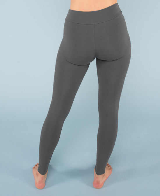 Closeout! Organic Cotton Leggings - Full Length Charcoal - Charcoal Organic Cotton Leggings | Soul Flower Women