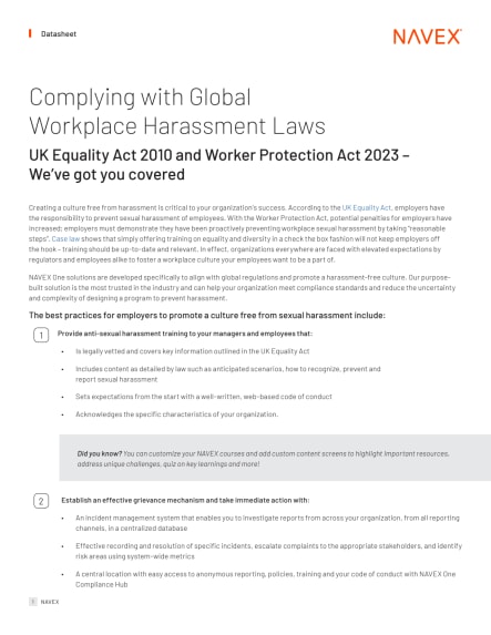Image for Complying with Global Workplace Harassment Laws - UK