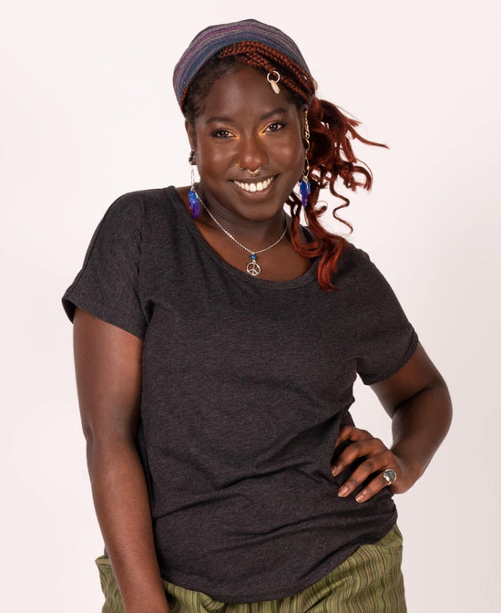 Recycled Slouch Top - Eco Black - Black Slouchy Shirt | Slouchy Tee | Flowy T Shirt | Soul Flower Women