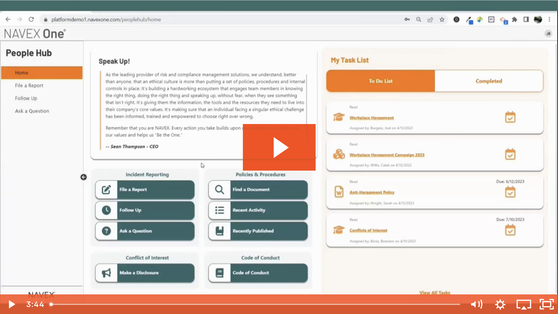 NAVEX One Employee Experience with People Hub Demo cover